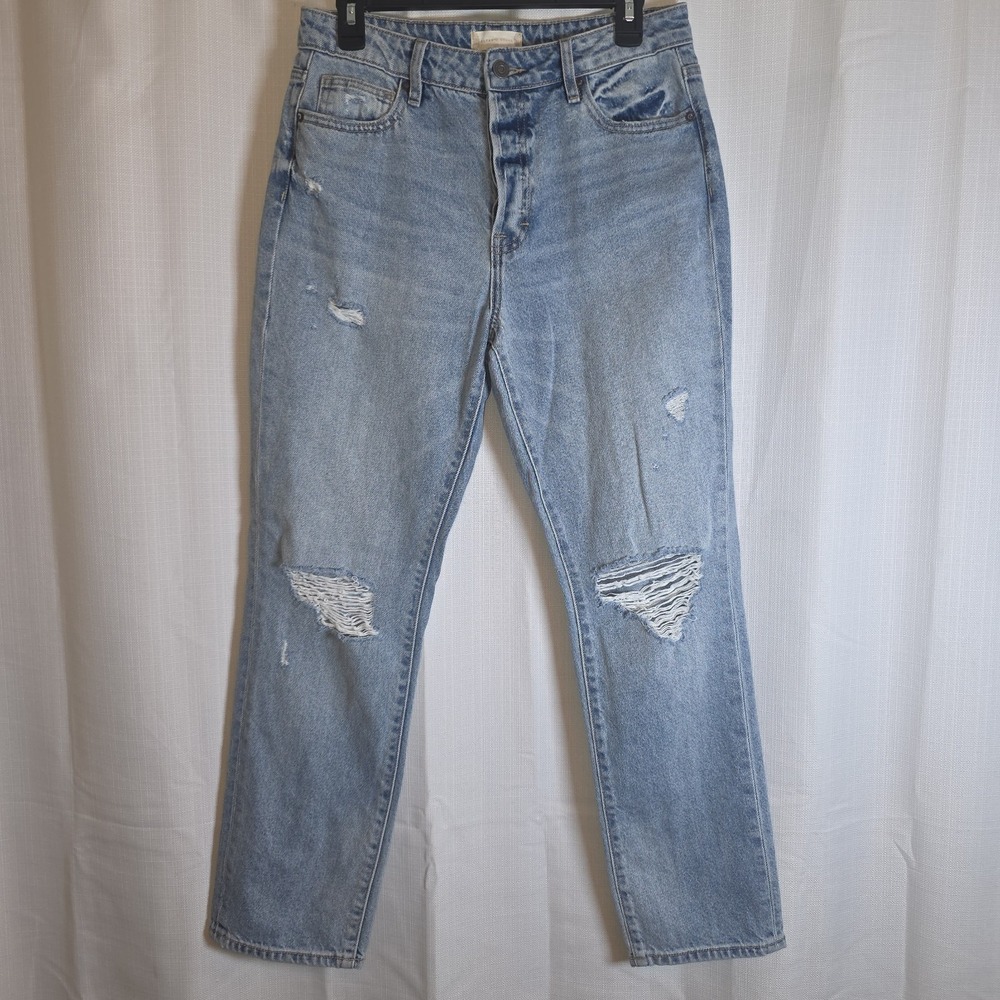Hidden Altar'd State High Rise Straight Cropped Distressed Jeans Size 27 Button